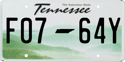 TN license plate F0764Y