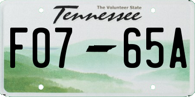 TN license plate F0765A