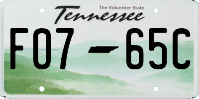 TN license plate F0765C