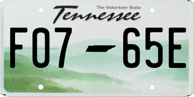 TN license plate F0765E