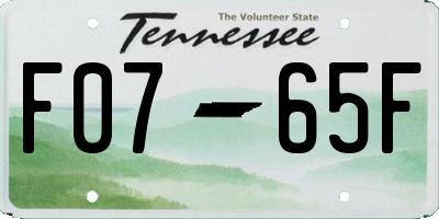 TN license plate F0765F
