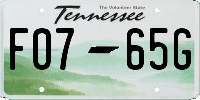 TN license plate F0765G