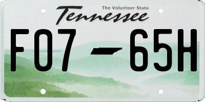 TN license plate F0765H