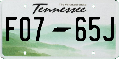 TN license plate F0765J