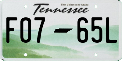 TN license plate F0765L
