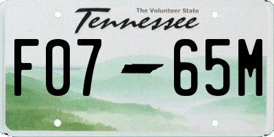 TN license plate F0765M