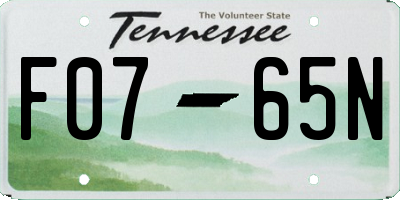 TN license plate F0765N