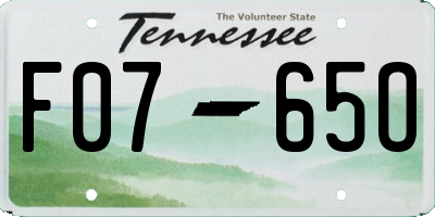 TN license plate F0765O