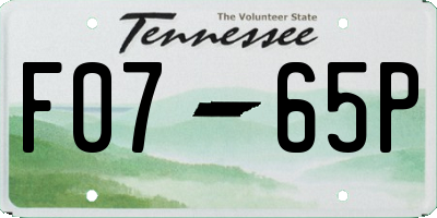 TN license plate F0765P