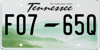TN license plate F0765Q