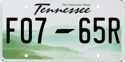 TN license plate F0765R
