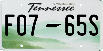 TN license plate F0765S