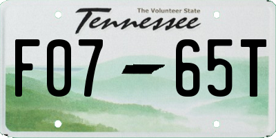 TN license plate F0765T
