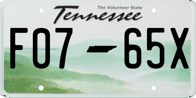 TN license plate F0765X