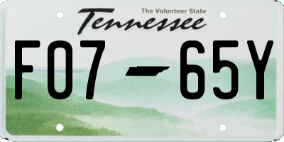 TN license plate F0765Y