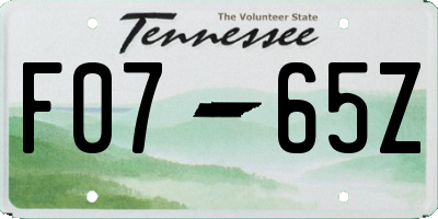 TN license plate F0765Z