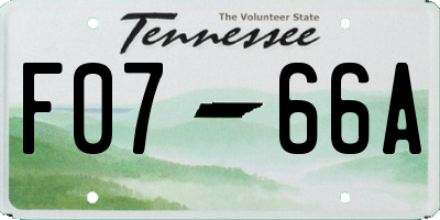 TN license plate F0766A