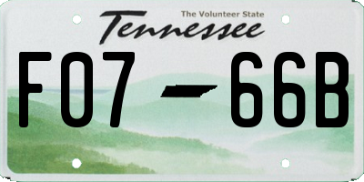 TN license plate F0766B