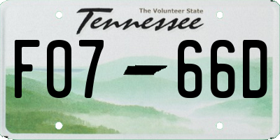 TN license plate F0766D