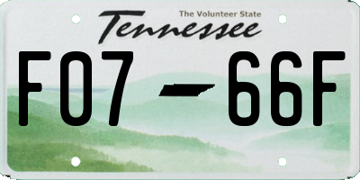 TN license plate F0766F