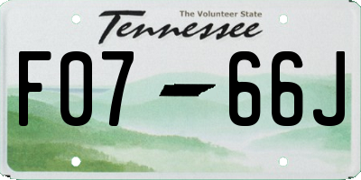 TN license plate F0766J