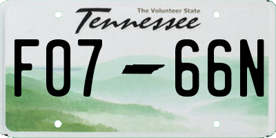 TN license plate F0766N