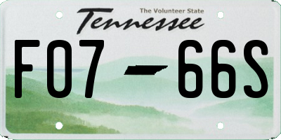 TN license plate F0766S
