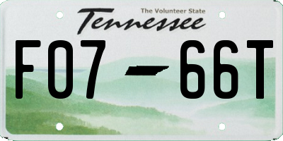 TN license plate F0766T