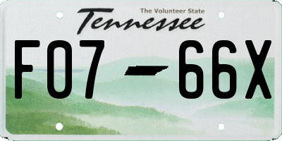TN license plate F0766X