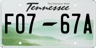 TN license plate F0767A