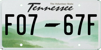TN license plate F0767F