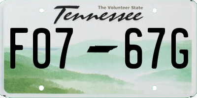 TN license plate F0767G