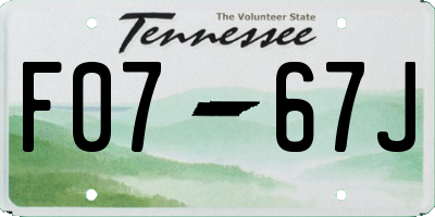 TN license plate F0767J