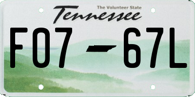 TN license plate F0767L
