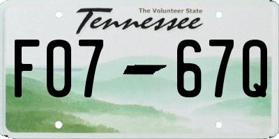 TN license plate F0767Q