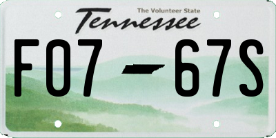 TN license plate F0767S