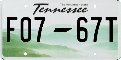 TN license plate F0767T