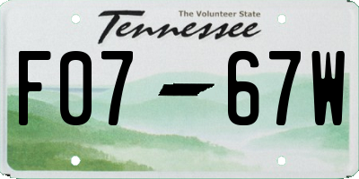 TN license plate F0767W