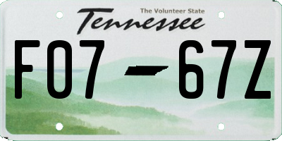 TN license plate F0767Z