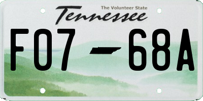 TN license plate F0768A