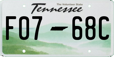 TN license plate F0768C