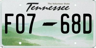 TN license plate F0768D