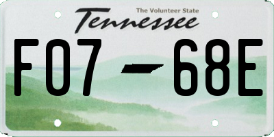 TN license plate F0768E