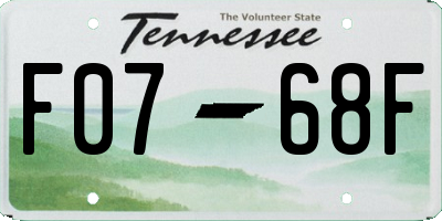 TN license plate F0768F