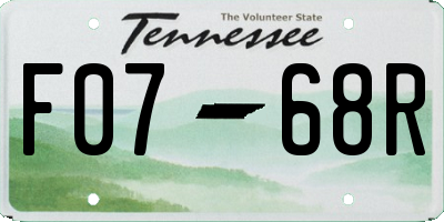 TN license plate F0768R