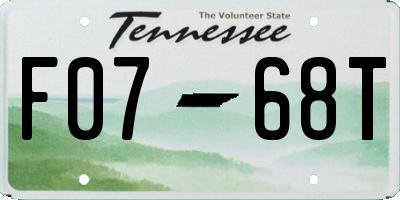 TN license plate F0768T