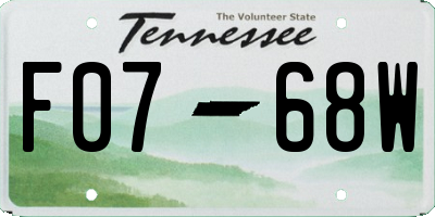 TN license plate F0768W