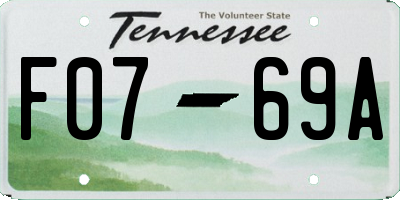 TN license plate F0769A