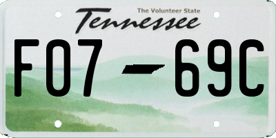 TN license plate F0769C