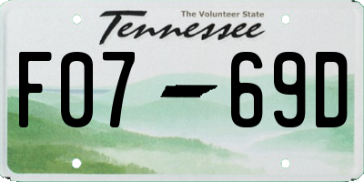 TN license plate F0769D